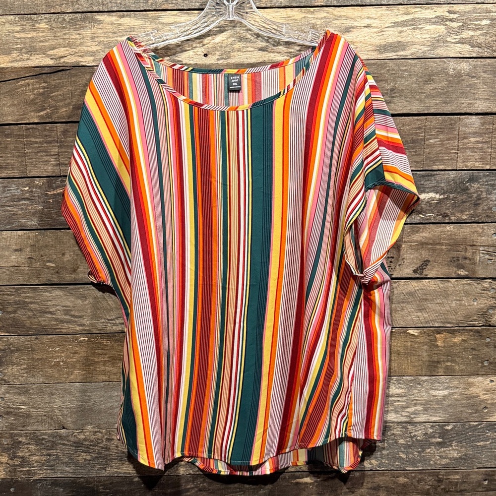 ➕💰BOGO FREE SHEIN Curve Striped Top 2XL - Picture 4 of 6